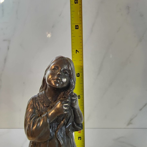 Vintage Cold Cast Bronze Figurine Menton Manor Range Girl and Doll Sculpture - Picture 9 of 10